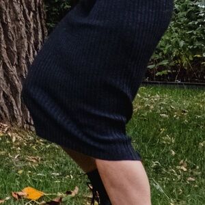 Frank and oak Ribbed Knit Pencil Skirt - Black